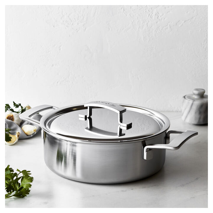 Industry 5, 4 qt Deep Sauté Pan With Double Handle And Lid, 18/10 Stainless Steel , large 2