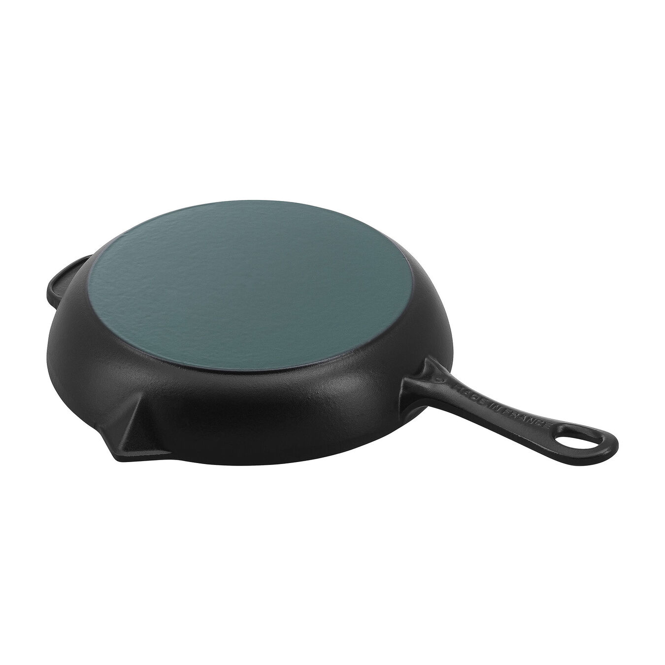 26 cm Cast iron Frying pan with pouring spout black,,large 2