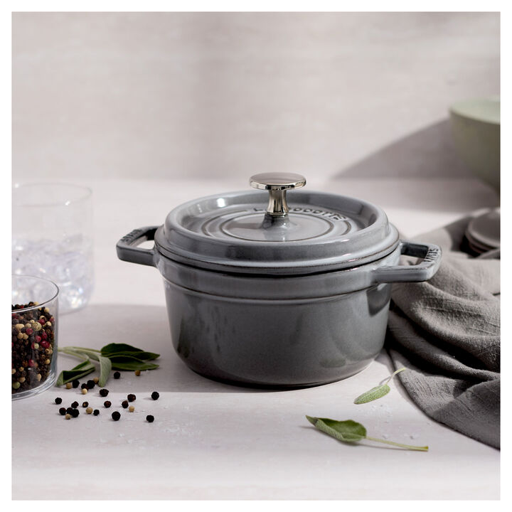 La Cocotte, Cocotte 16 cm, rund, Graphit-Grau, Gusseisen, large 2
