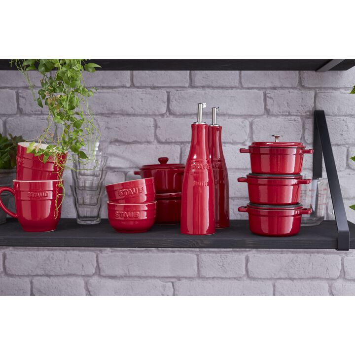 Ceramique, Öl- & Essigset 20 cm, Kirsch-Rot, Keramik, large 4