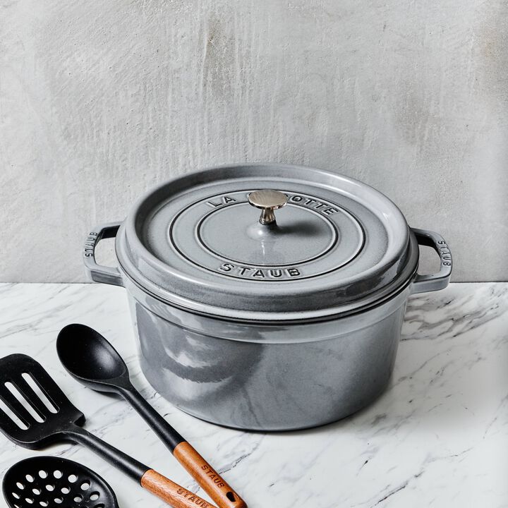 Cast Iron, 4 qt, Round, Dutch Oven, Graphite Grey, large 2