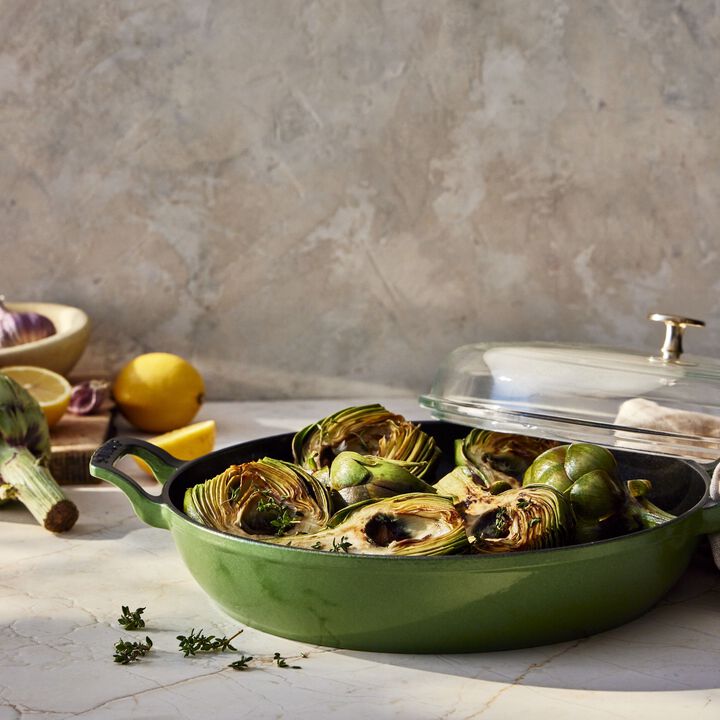 Cast Iron, 3.5 qt, Braiser With Glass Lid, Pistachio, large 2