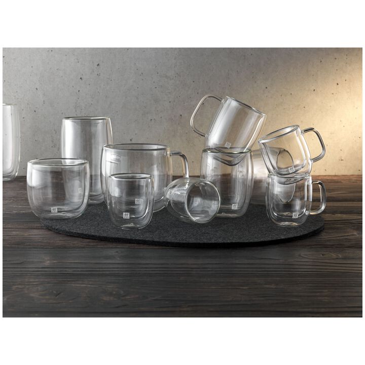Sorrento Plus Double Wall Glassware, 2-pc Double  Espresso Glass Mug Set, Double Wall , large 2