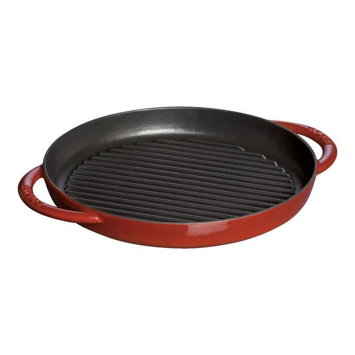 Cast Iron, 10-inch, Round Double Handle Pure Grill, cherry, large 1