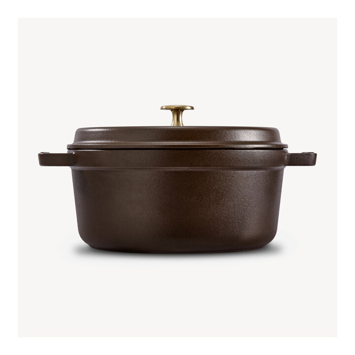 La Cocotte, Cocotte 28 cm / 6,75 l, Rund, Chokolade, Støbejern, large 3