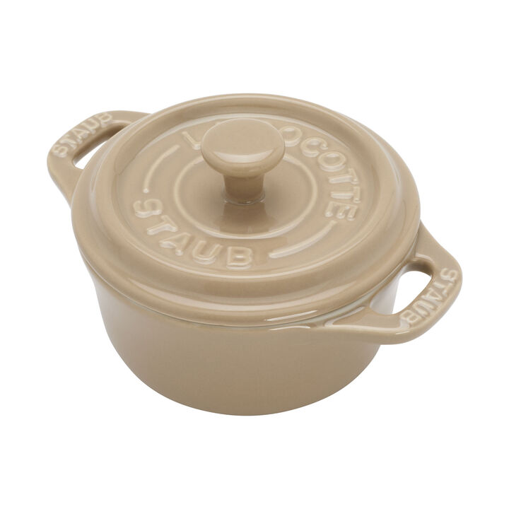 Stoneware, 3-pc, Mini Round Dutch Oven Set, sesame, large 2