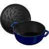 4.8 l cast iron round French oven, lily decal, dark-blue,,large