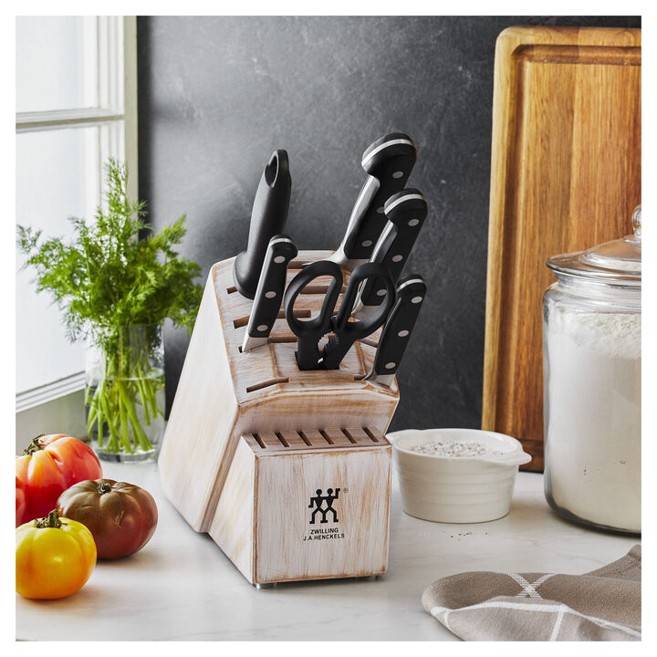 Pro, 7-pc, Knife block set, rustic white, large 2