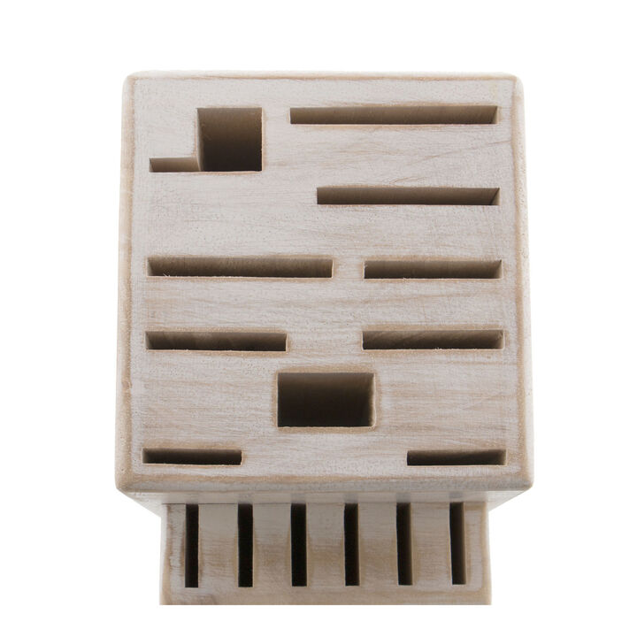 Storage, Rubberwood, TWIN Rustic White Knife Block Empty, large 3