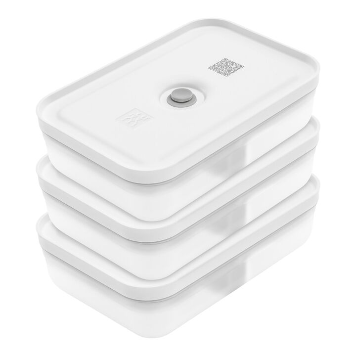 Fresh & Save, Set de lunch box sous vide, 3 pièces / L plate, blanc-gris, plastique, large 1