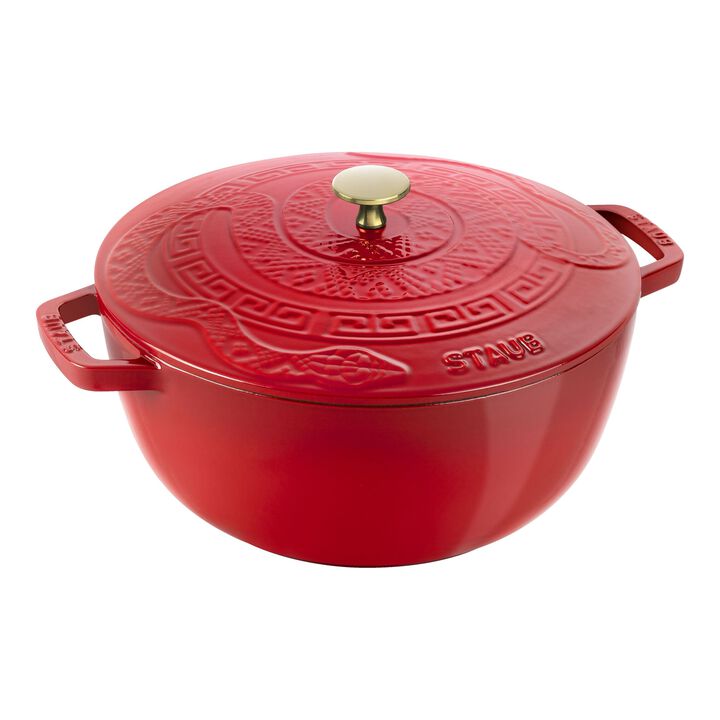 Cast Iron, 5.25 qt, Essential French Oven with Snake Lid, cherry, large 1