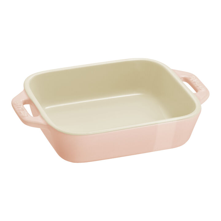 Ceramique, 3-pcs rectangular ceramic Ovenware set light pink, large 4