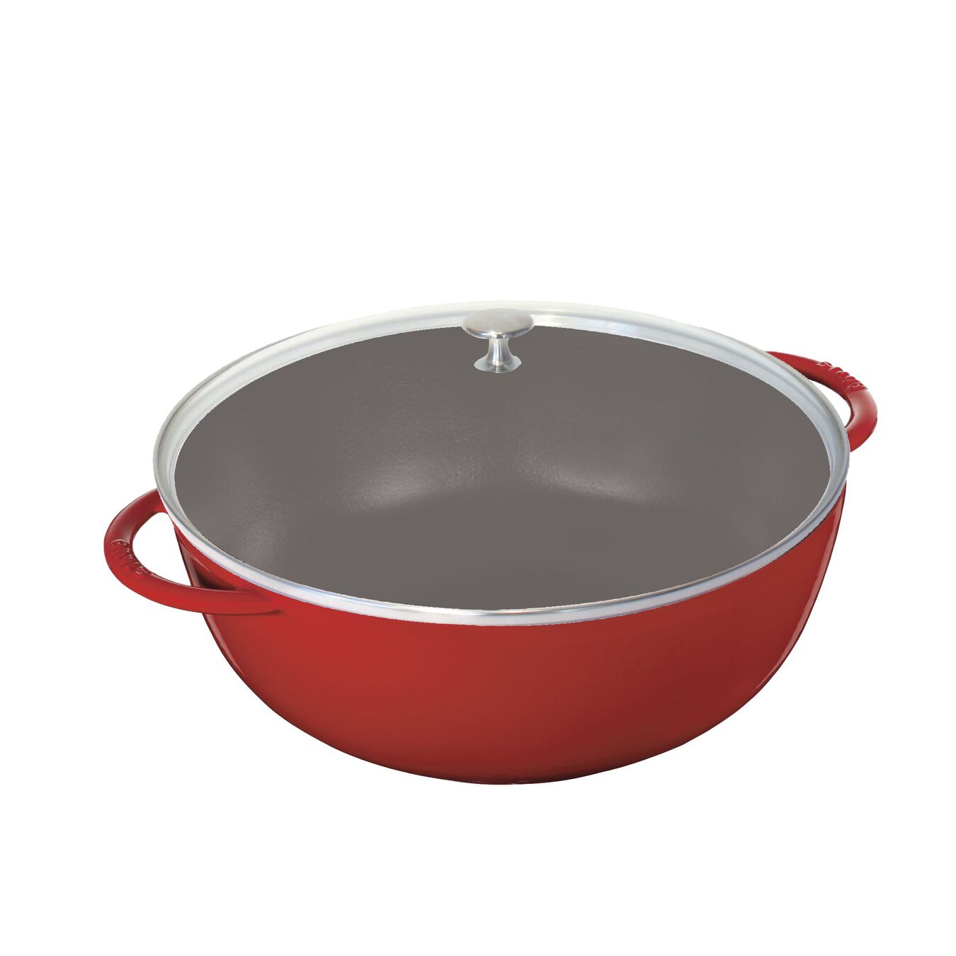 32 cm / 12.5 inch cast iron Wok, cherry - Visual Imperfections,,large 3