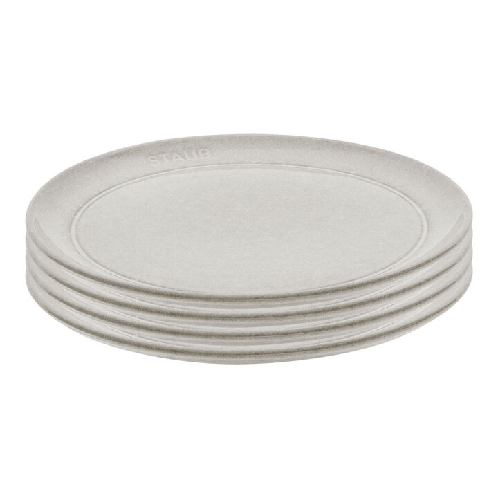 Tellerset, 4-tlg. / 20 cm, Weisser Trüffel, Keramik, large 1