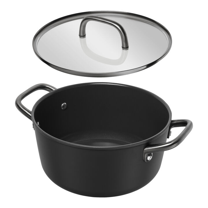 Milano, Gryta hög med glaslock 24 cm, Aluminum, large 3