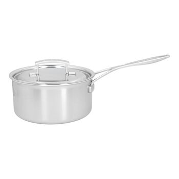 3 l 18/10 Stainless Steel round Sauce pan with lid, silver,,large 1