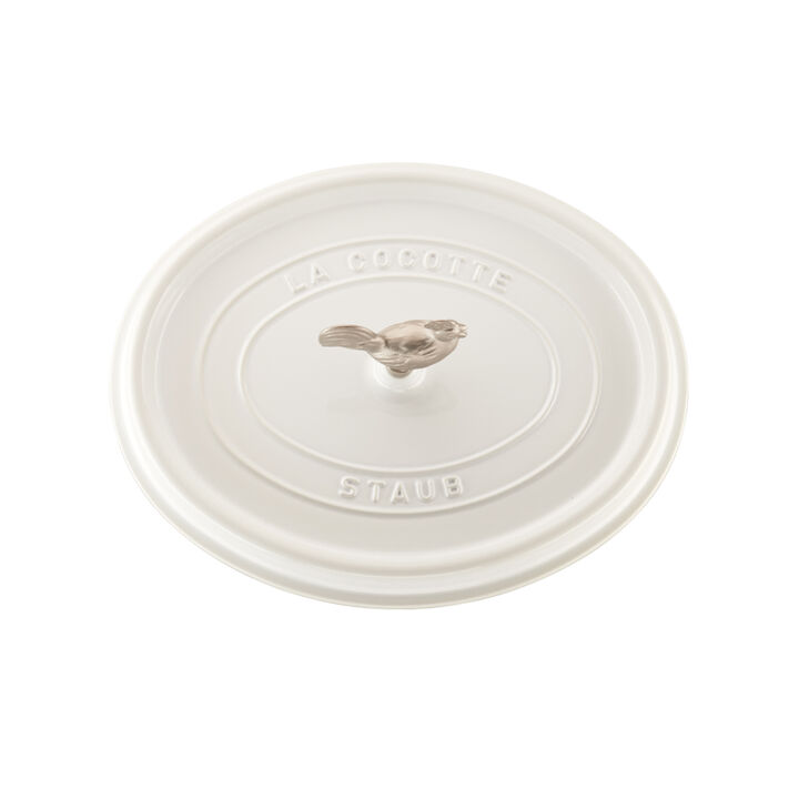 Cast Iron, 5.75 qt, Oval, Coq Au Vin Dutch Oven, Pure-white, large 3