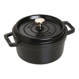 Staub 鋳物ホーロー鍋, ピコ・ココット 20 cm, ラウンド, ブラック, 鋳鉄