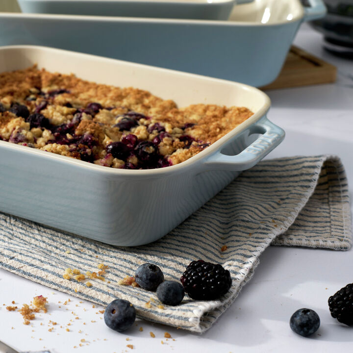 Stoneware, 3-pc, Rectangular Baking Dish Set, light blue, large 4