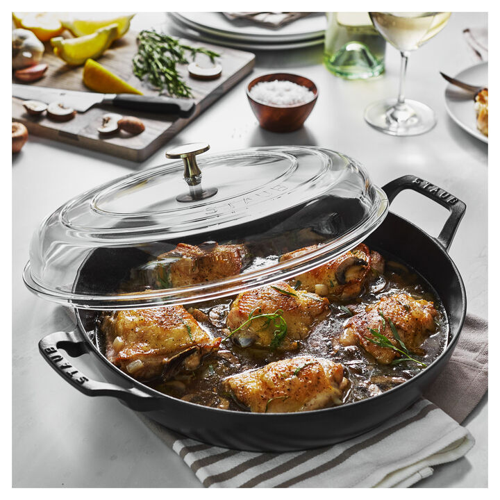 Cast Iron, 3.5 qt, Braiser With Glass Lid, Black Matte, large 2