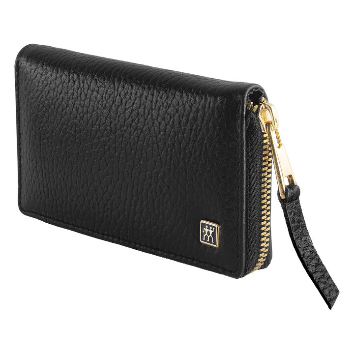 PREMIUM, 3-pcs Calf leather  Manicure Case black, large 3