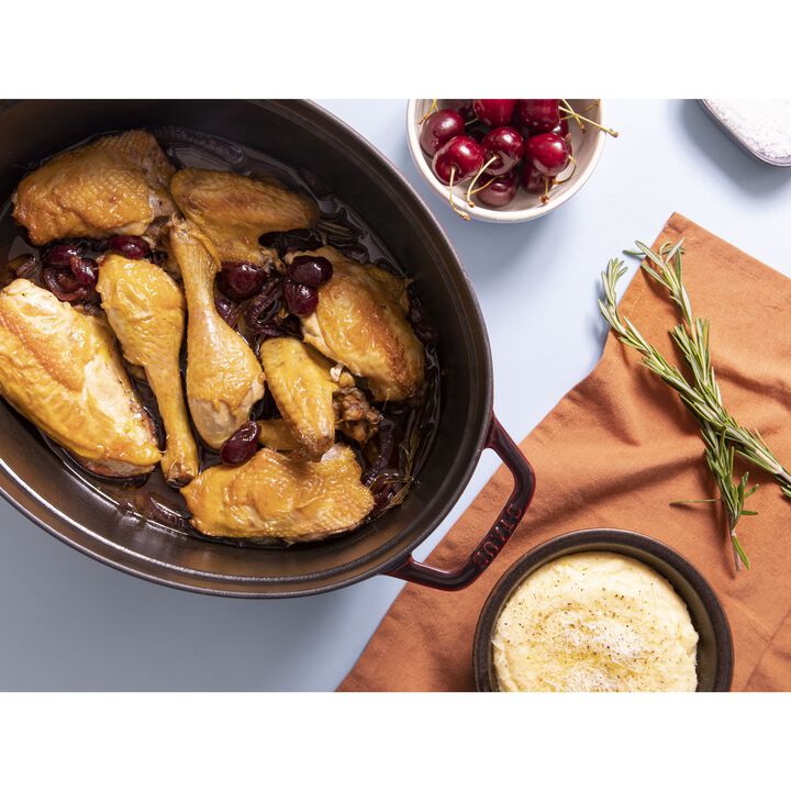 Cast Iron, 7 qt, Oval, Dutch Oven, Grenadine, large 2