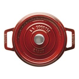 Staub 鋳物ホーロー鍋, ピコ・ココット 18 cm, ラウンド, グレナディンレッド, 鋳鉄