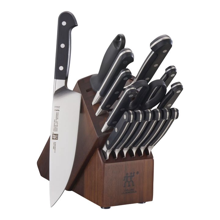 Pro, 16-pc, Knife block set, acacia, large 1