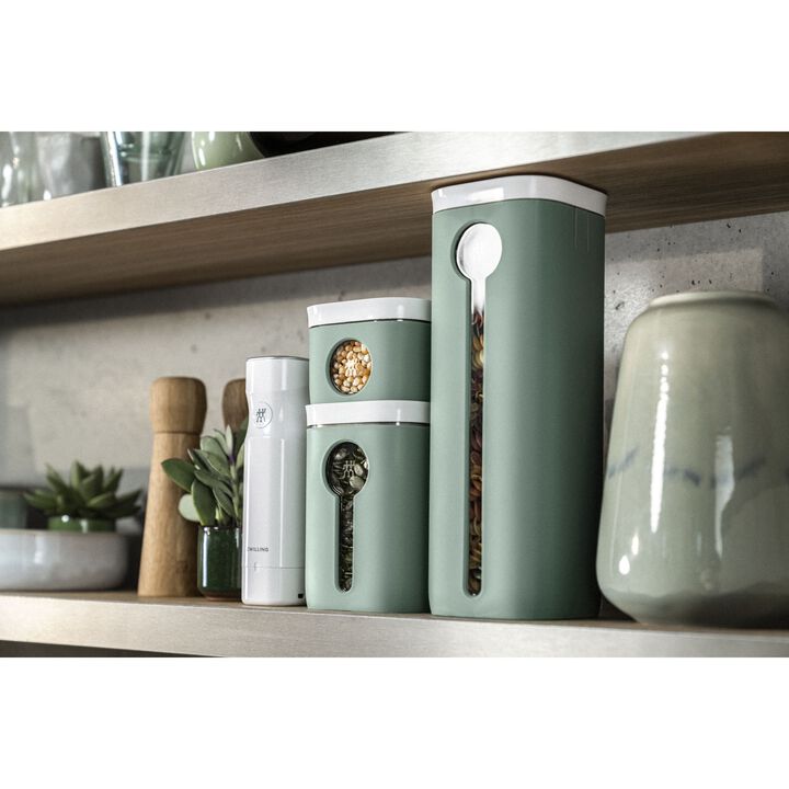 Fresh & Save, 3 PC CUBE Container Set with 3 Sage Green Covers, 2S, transparent-white, large 4