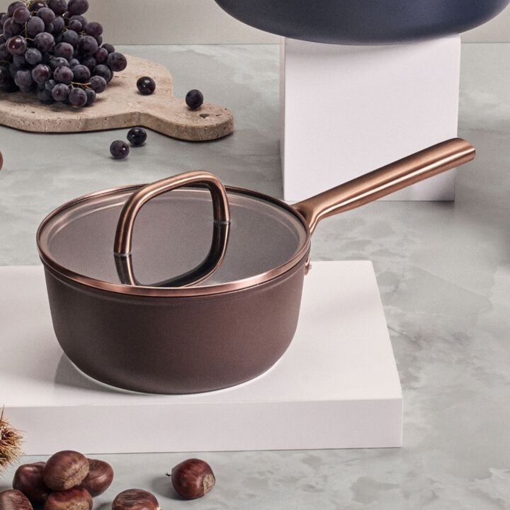 Milano, 18 cm Aluminium Saucepan with glass lid brown, large 3