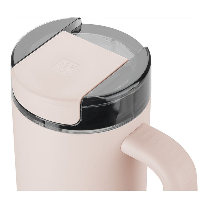 Thermo Plus, Copo térmica com palhinha, 900 ml, Aço inoxidável, Rosa, large 3