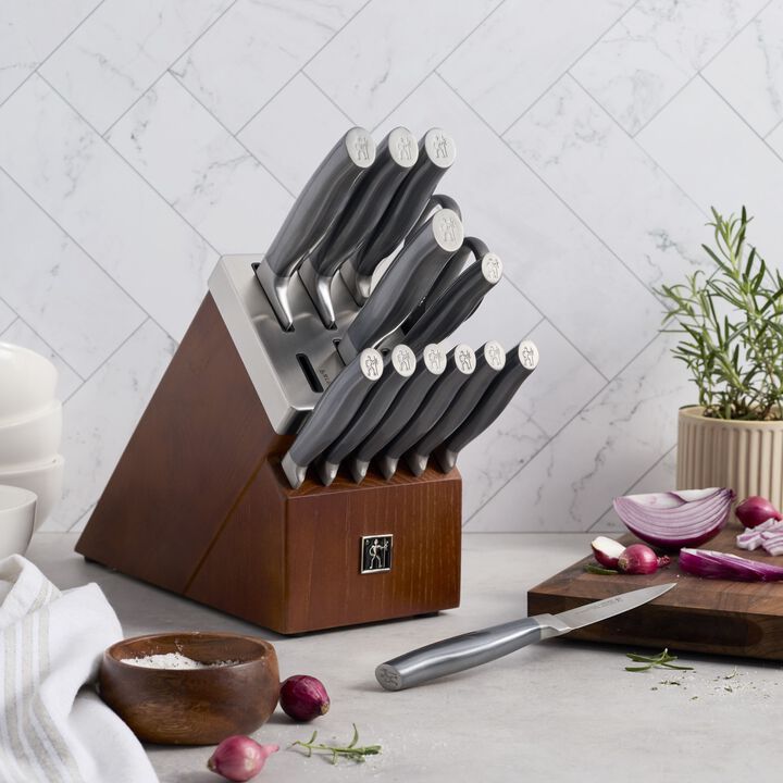 Graphite, 14-pcs, Knife block set, brown, large 2