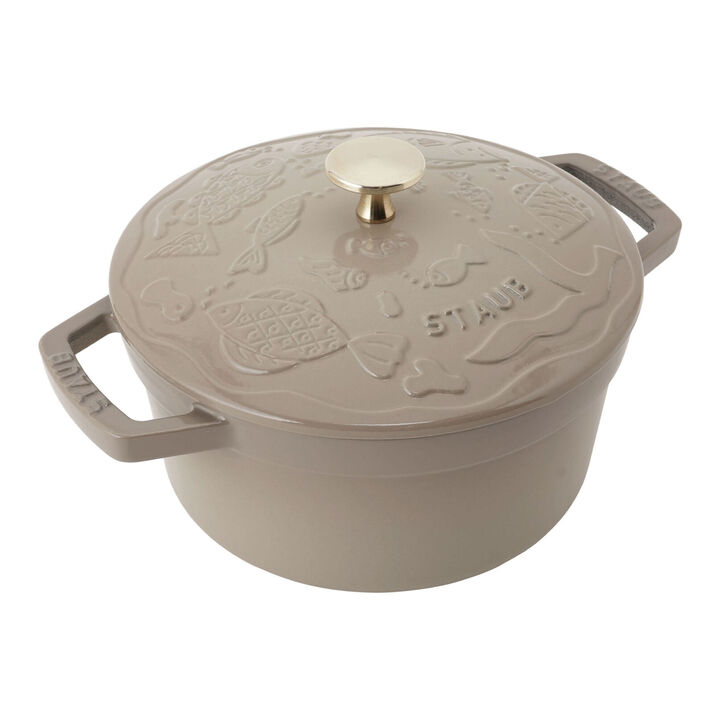 鋳物ホーロー鍋, ココット オーシャン 20 cm, ラウンド, リネン, 鋳鉄, large 1