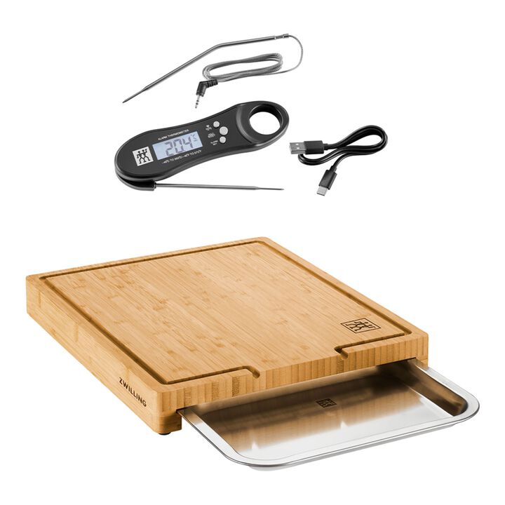 BBQ+, Cutting Board with Drawer + Digital Thermometer, large 1