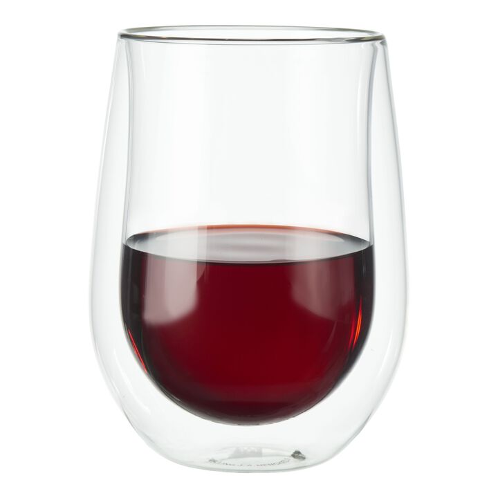 Sorrento Double Wall Glassware, 12-oz / 2-pc  Stemless Red Wine Glass Set, large 1