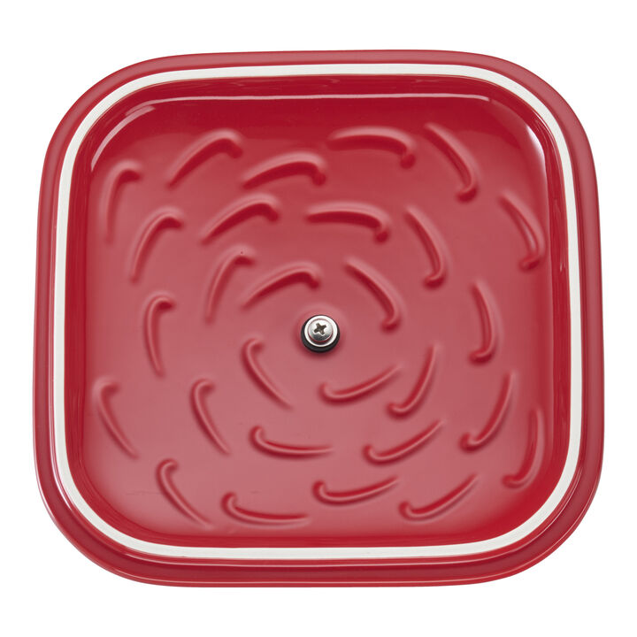 Stoneware, 9-inch, Square, Covered Baking Dish, Cherry, large 4