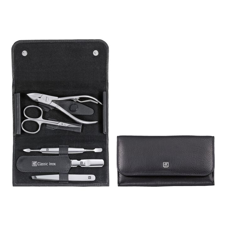 CLASSIC, Kalfsleer Etui Met Drukknoop, large 1