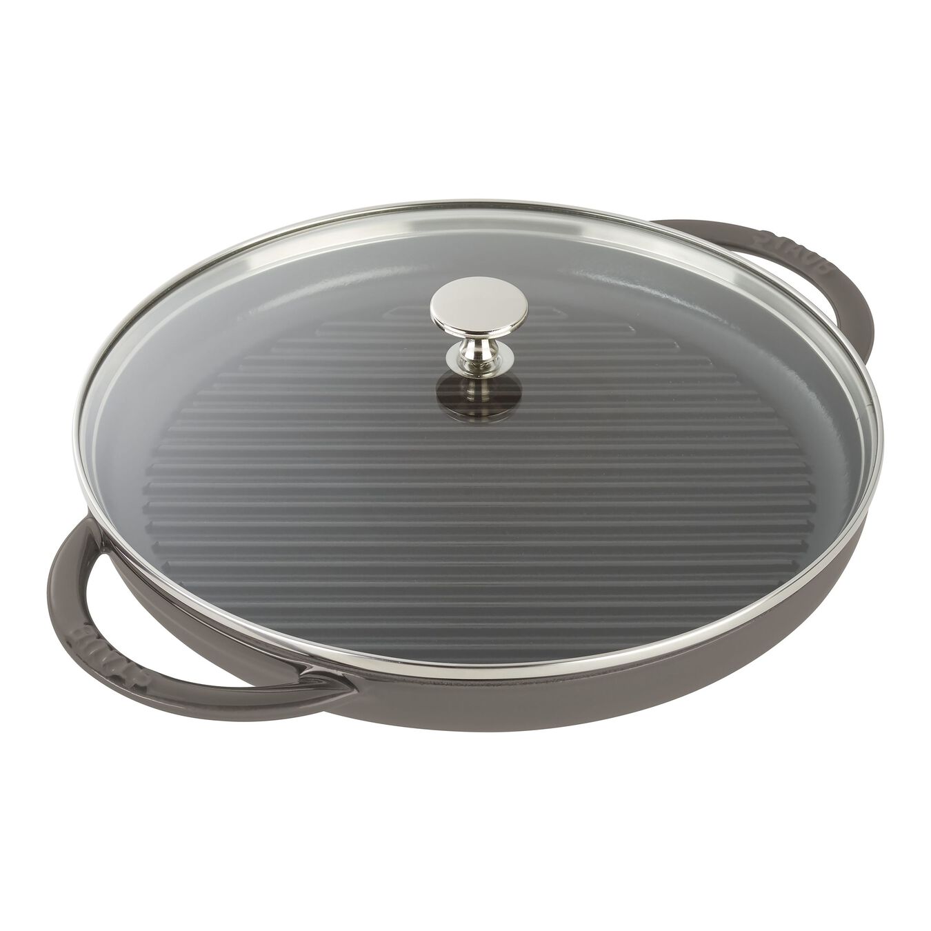 round, Grill pan with glass lid, graphite grey,,large 1