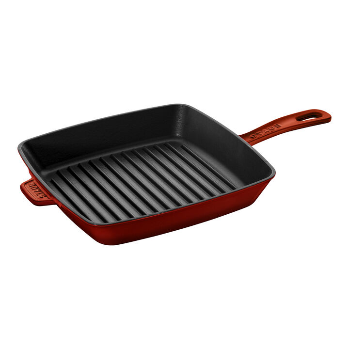 Cast Iron, 12-inch, Cast Iron, Square, Grill Pan, Grenadine, large 1