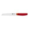Couteau universel 13 cm, Rouge, Tranchant en dents de scie,,large