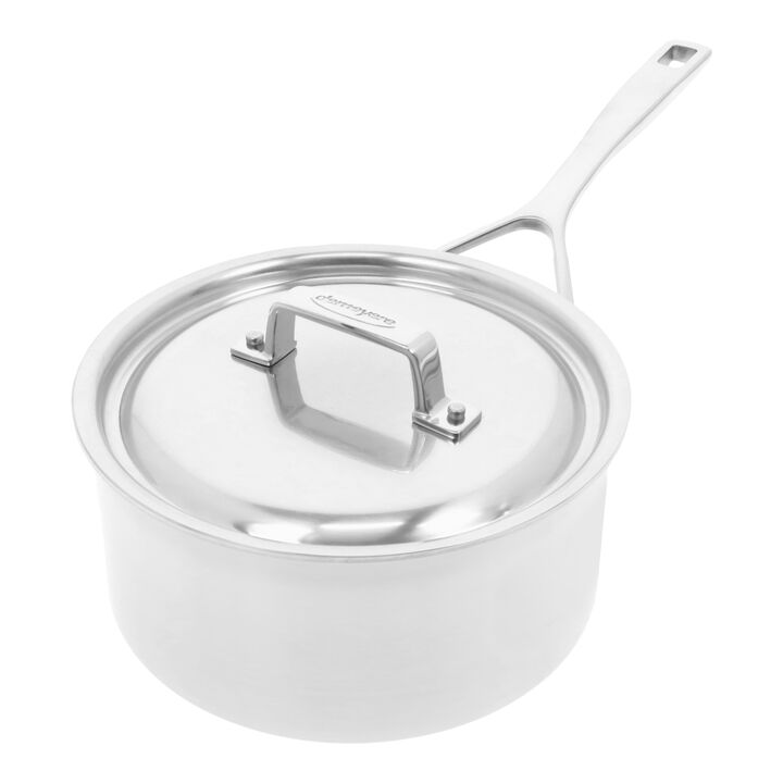 Essential 5, 2.8 l 18/10 Stainless Steel round sauce pan with lid 3QT, silver, large 2