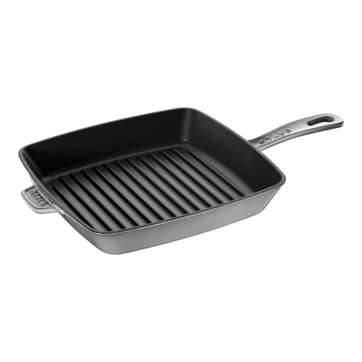 Cast Iron, 10-inch, Cast Iron, Square, Grill Pan, Graphite Grey, large 1