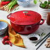 Cast Iron - Specialty Shaped Cocottes, 3.75 qt, Essential French Oven With Dragon Lid, Cherry, small 6