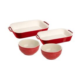 Staub Ceramic, 4-pc, Baking and Bowl Set, cherry