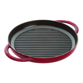Staub Cast Iron - Grill Pans, 10-inch, Round Double Handle Pure Grill, grenadine