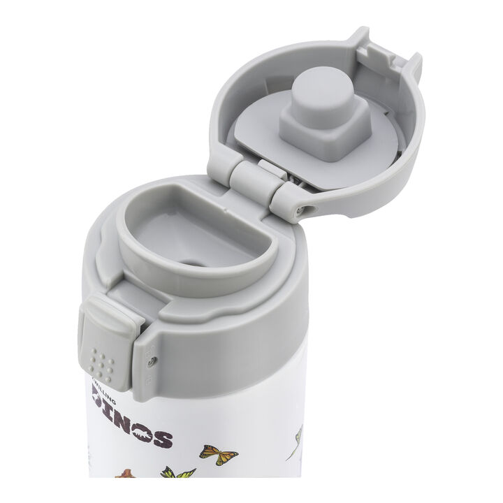 Dinos, Dinos Drinking Bottle, 350 ml, stainless steel, white-grey, large 2