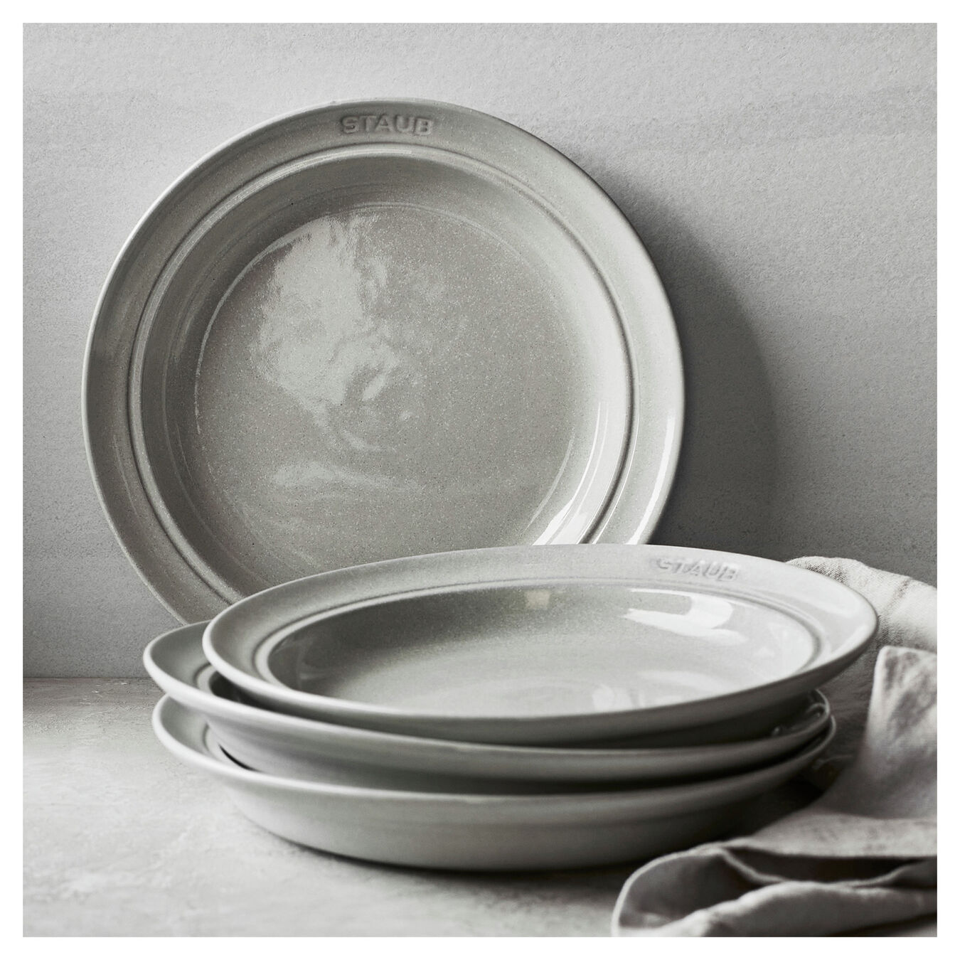 Dinnerware Set, 12 Piece | white truffle | ceramic,,large 8