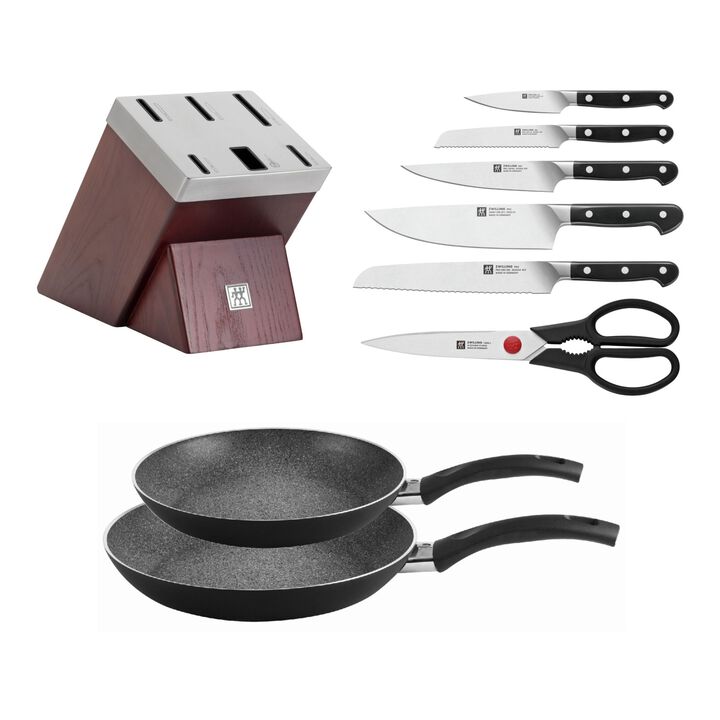 ZWILLING PRO 7PC SHARP BLOCK AND 2PC BOLOGNA GRANITIUM FRYING PAN SET, large 1
