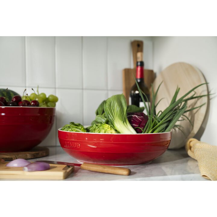 Ceramique, 28 cm ceramic round serving bowl, cherry, large 4