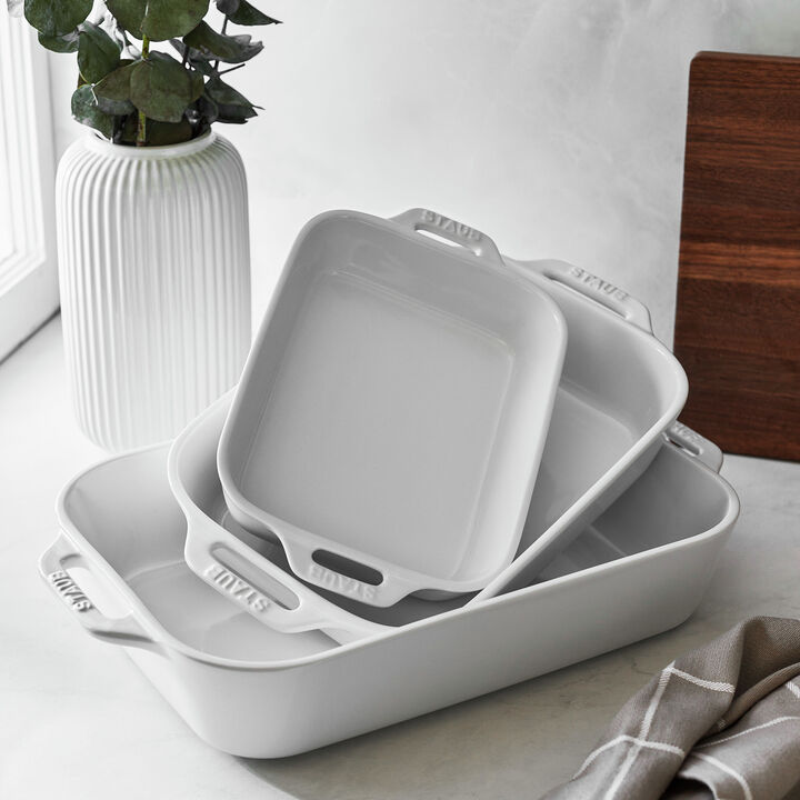 Stoneware, 3-pc, Ovenware set, white, large 3